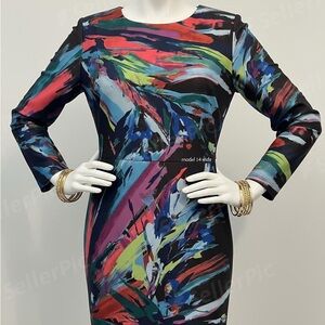 Elegant Long Sleeve Multicolor Dress
